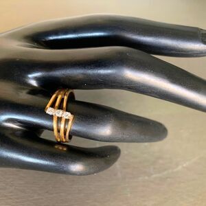 PAO Gold Filled 3-Band, 3-Stone Ring, in Gold, Vintage, Marked